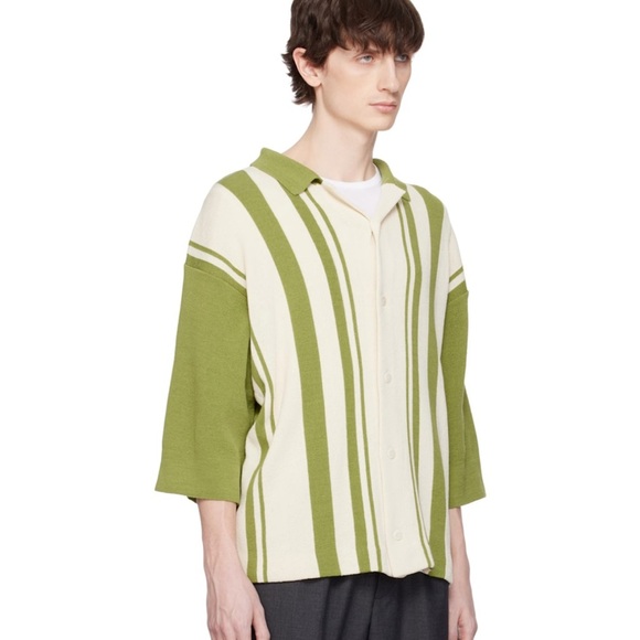 DOCUMENT
Green & Off-White Intarsia Knitting Stripe Shirt - Picture 2 of 8